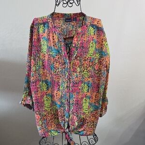 Westbound Colorful Abstract Print Blouse